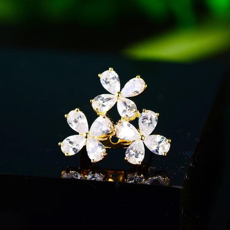 Unique Flower Zircon Brooch Pin for Women Clothing Accessory