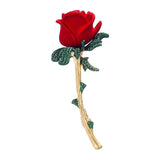 Red Rose Enamel Pin Brooch Rhinestone Pearl Lapel Pins Flower Jewelry