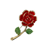 Red Rose Enamel Pin Brooch Rhinestone Pearl Lapel Pins Flower Jewelry