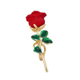 Red Rose Enamel Pin Brooch Rhinestone Pearl Lapel Pins Flower Jewelry