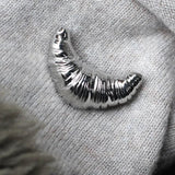 Vintage Metal Brass Croissant Brooch Pin Silver for Women Girls
