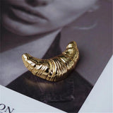 Vintage Metal Brass Croissant Brooch Pin Silver for Women Girls