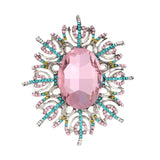Vintage Crystal Flower Brooch Pin Rhinestone Large Corsage Wedding Accessory