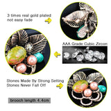 Retro Natural Stones Big Brooch Pin Jewelry 149 KO1
