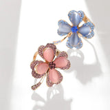 Korean-style Four-leaf Clover Brooch Opal Silk Towel Dual-use Accessories Suit