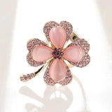 Korean-style Four-leaf Clover Brooch Opal Silk Towel Dual-use Accessories Suit