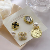 French Flower Pendant Brooch Retro Pearl Camellia Crystal Stud Gift