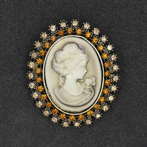 Vintage Beauty Rhinestone Crystal Head Brooch