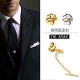 Copper Men Suit Shirts Tie Pin Collar Buckles Woven Brooch Business Accessories