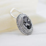 Gray Oval Glass Brooch Silk Scarf Clip Buckle