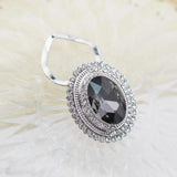 Gray Oval Glass Brooch Silk Scarf Clip Buckle