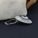 Gray Oval Glass Brooch Silk Scarf Clip Buckle