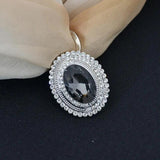 Gray Oval Glass Brooch Silk Scarf Clip Buckle