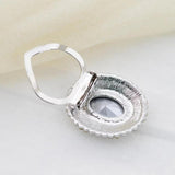Gray Oval Glass Brooch Silk Scarf Clip Buckle