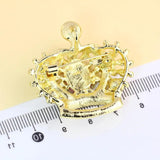 8mm Freshwater Pearl Brooch Pin with Rhinestone Inlaid Crown Pendant