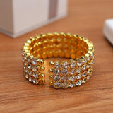 Big Crystal Cuff Bangles Silver Plated Women Bracelet