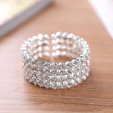 Big Crystal Cuff Bangles Silver Plated Women Bracelet