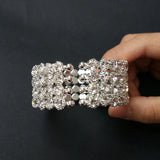 Big Crystal Cuff Bangles Silver Plated Women Bracelet
