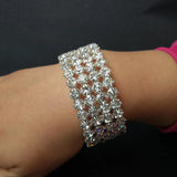 Big Crystal Cuff Bangles Silver Plated Women Bracelet