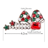 Red Green Blue Square Cubic Zircon Bowknot Brooch Pin For Women Party Jewelry