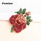 Pink Crystal Rose Flower Brooch Wedding Jewelry