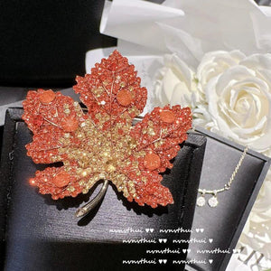 Women Rhinestone Maple Leaf Pins