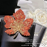 Women Rhinestone Maple Leaf Pins