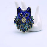 Crystal Stone Wolf Head Brooch for Kids
