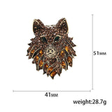 Crystal Stone Wolf Head Brooch for Kids