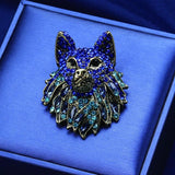 Crystal Stone Wolf Head Brooch for Kids