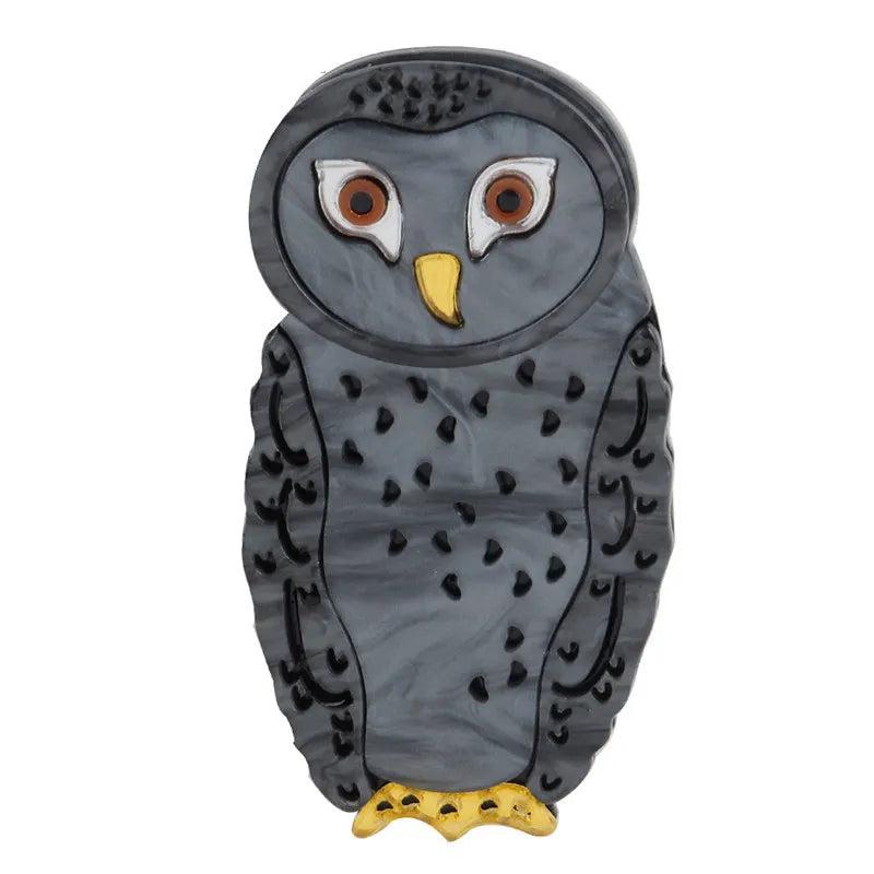 FishSheep Big Owl Brooch Pins Resin Animal Birds Hijab Clothing Accessory