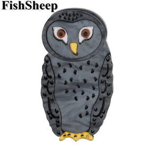 FishSheep Big Owl Brooch Pins Resin Animal Birds Hijab Clothing Accessory