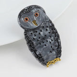 FishSheep Big Owl Brooch Pins Resin Animal Birds Hijab Clothing Accessory