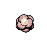 Fabric Camellia Flower Brooch Pearl Corsage Shirt Collar Pins Hairpin