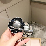 Fabric Camellia Flower Brooch Pearl Corsage Shirt Collar Pins Hairpin
