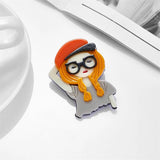 Blonde Glasses Lady Acrylic Brooches for Women
