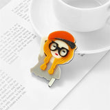 Blonde Glasses Lady Acrylic Brooches for Women