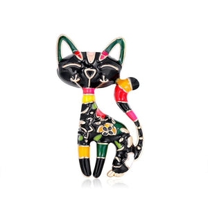 Colorful Cat Brooches Vintage Lapel Pins For Women Jewelry