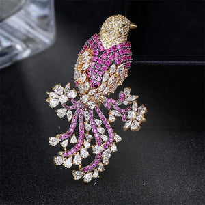 Gold-plated Bird Brooch, Lady Jewelry for Coat Scarf, Animal Pin