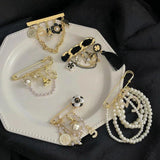 Pearl Tassel Camellia No. 5 Brooch for Autumn Coat Decoration
