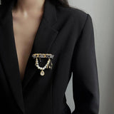 Pearl Tassel Camellia No. 5 Brooch for Autumn Coat Decoration