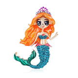 Enamel Mermaid Girl Shape Brooches For Women Kids Christmas Figure Brooch Pins