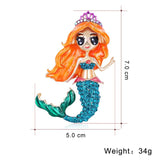 Enamel Mermaid Girl Shape Brooches For Women Kids Christmas Figure Brooch Pins