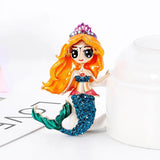 Enamel Mermaid Girl Shape Brooches For Women Kids Christmas Figure Brooch Pins