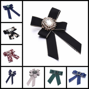 Large Ribbon Bow Brooch Rhinestone Crystal Fabric Cloth Art Wedding Dress Pins