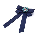 Large Ribbon Bow Brooch Rhinestone Crystal Fabric Cloth Art Wedding Dress Pins