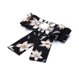 Large Ribbon Bow Brooch Rhinestone Crystal Fabric Cloth Art Wedding Dress Pins