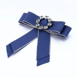 Large Ribbon Bow Brooch Rhinestone Crystal Fabric Cloth Art Wedding Dress Pins
