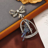 Vintage Rhinestone Parrot Brooch Bow Pendant Pin Retro Animal Badges
