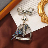 Vintage Rhinestone Parrot Brooch Bow Pendant Pin Retro Animal Badges